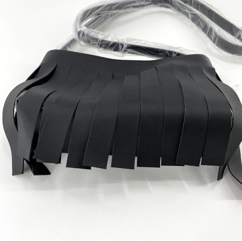 NWT Black French Connection Fringe Handbag - Picture 6 of 7